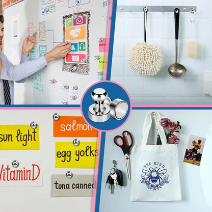 LOVIMAG Refrigerator Magnets, 28Pcs Strong Fridge Magnets for Refrigerator, Small Neodymium Magnets for Whiteboard, Metal Push Pin Magnets for Kitchen, Office, School, Locker, Map Decorative