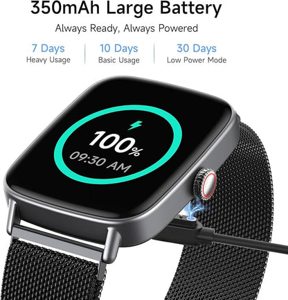 Smart Watch for Women, 1.85" HD Smartwatch Compatible iPhone/Samsung/Android (Answer/Make Calls), 100+ Sport Modes Fitness Tracker with Heart Rate/Sleep/SpO2 Monitor, IP68 Waterproof, Metal Band