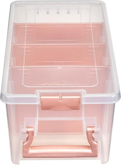 ArtBin Semi Satchel Portable Craft Organizer with 3 Dividers - Clear Plastic Storage Case for Art & Craft Supplies (Pack of 4)