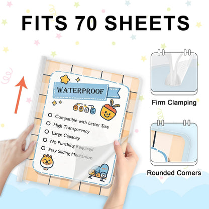 TOTiyea 40 Pack Clear Report Covers with Sliding Bars, Letter Size, 9mm (70 Sheet Capacity) White Sliding Bar File Folders