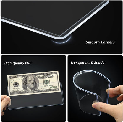 30 Pack Hard Plastic Clear Money Holders Dollar Bill Holders Money Top-Load Sleeves 6.85 × 2.91 Inches Currency Holder for Bills, Collectors