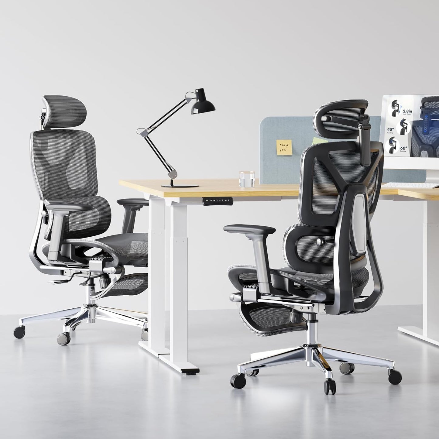 FLEXISPOT ErgoX Premium Ergonomic Office Chair with Footrest- Adjustable 3D Armrests, Dynamic Lumbar Support, Recline & Tilt Function, Mesh Seat, for Home & Office Use,Dark Grey