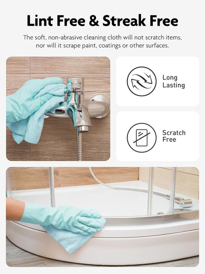 Fantasticlean Microfiber Cleaning Cloth Roll -60 Pack, Tear Away Microfiber Towels, 12" x 12", Reusable, Washable, Scratch Free, Ultra Absorbent Dish Rags for Car, Home, Garage or Shop (White & Blue)