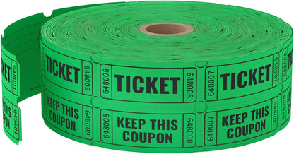 2000 Methdic Green Raffle Tickets (4 Color Selection), Double Roll, Ticket for Events, Entry, Class Reward, Fundraiser & Prizes