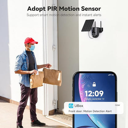 Security Cameras Wireless Outdoor, 2K Color Night Vision, Solar Camera Outdoor Wireless for Home Security, 360°Panoramic View, Weatherproof, 2.4GHz WiFi, 2pack