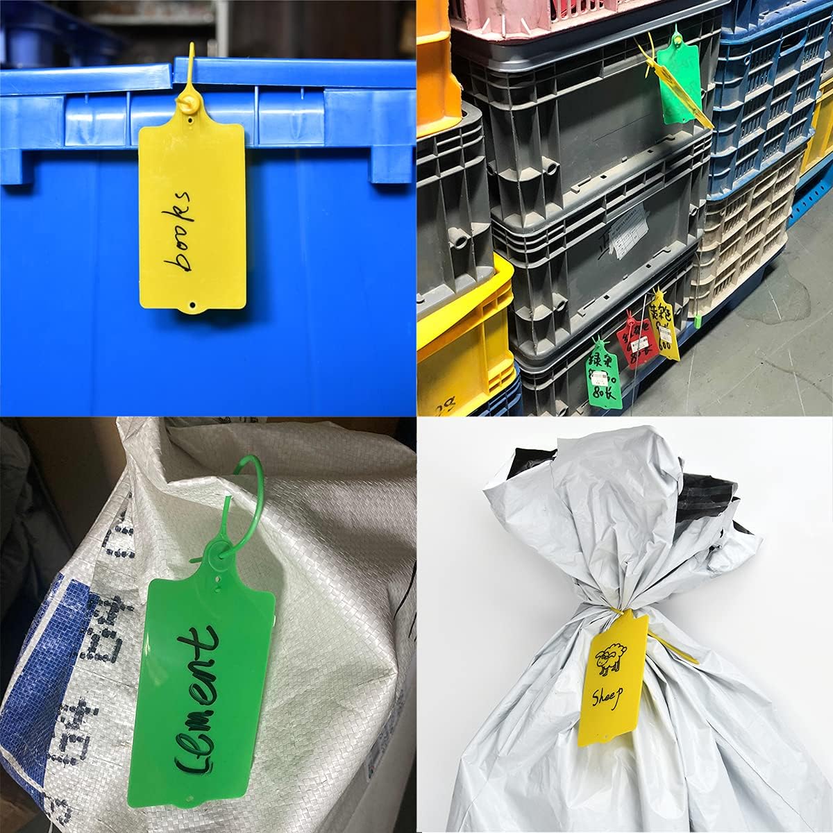 100 Plastic Tags Shipping Tags Water Proof Tags for Labeling Shipping Labels Security Seals Writable Marker Ties Hanging Tags Storage Tag with One Marker Pen (Green)
