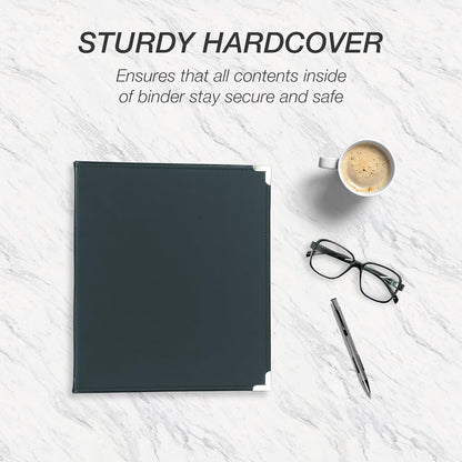 Samsill Classic Collection 3 Ring Leather Binder, Executive Presentation Portfolio, 1 Inch (Holds 100 Sheets), Silver Round Ring, Navy