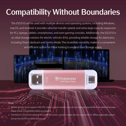 Transcend 2TB External SSD, Up to 1,050MB/s, USB 3.2 Gen 2 Portable SSD, 2-in-1 Type C &Type A, USB Hard Drive for Steam Deck, ROG Ally, MSI Claw, Windows&Mac, iPhone&iPad, Android, PS5&Xbox, Smart TV