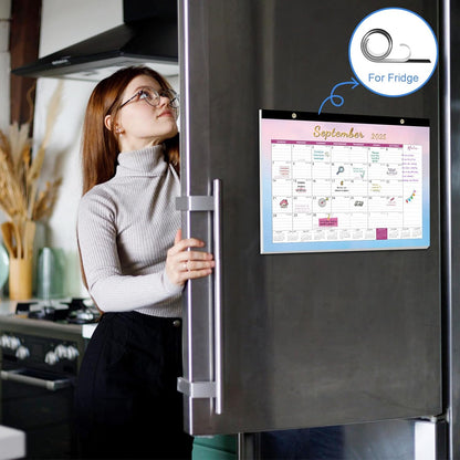Gannyfer Desk Calendar 2025-2026, Magnetic Calendar for Refrigerator, July 2025 -Dec 2026, 18 Monthly Large Yearly Desktop/Wall Calendar with Stickers Plastic Cover Hanging String, for Office, Home or School, 17" x 12"