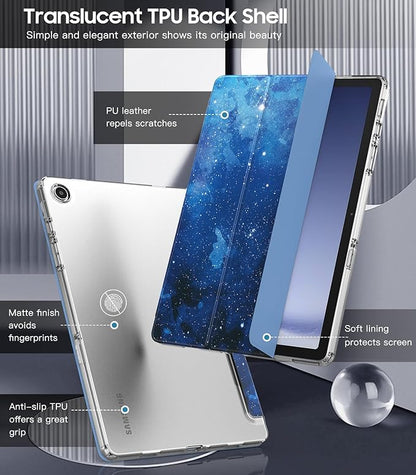 TiMOVO Case for Samsung Galaxy Tab A9+/A9 Plus 11" 2023, Slim Soft TPU Translucent Frosted Back Protective Cover for Galaxy Tab A9+ Tablet SM-X210/X216/X218, Auto Wake/Sleep, Blue Starry Sky