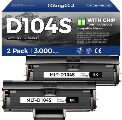 MLT-D104S Toner Cartridge Black 2-Pack High-Yield Replacement for Samsung MLT-D104S D104S 104S Compatible with Samsung ML-1660 ML-1665 ML-1675 ML-1860 ML-1865W SCX-3200 SCX-3205 SCX-3217 Laser Printer