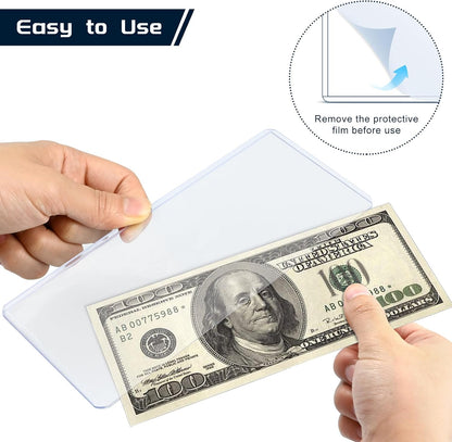30 Pack Hard Plastic Clear Money Holders Dollar Bill Holders Money Top-Load Sleeves 6.85 × 2.91 Inches Currency Holder for Bills, Collectors