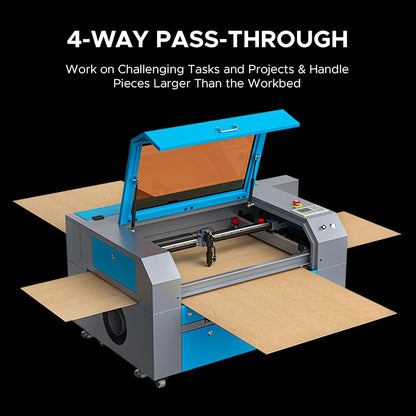 OMTech 90W CO2 Laser Engraver with Water Chiller & LightBurn, 28"x20" Cutting & Engraving Machine with Air Assist, 4-Way Pass, Caster Wheels, RDWorks, for Wood, Glass, Acrylic & More