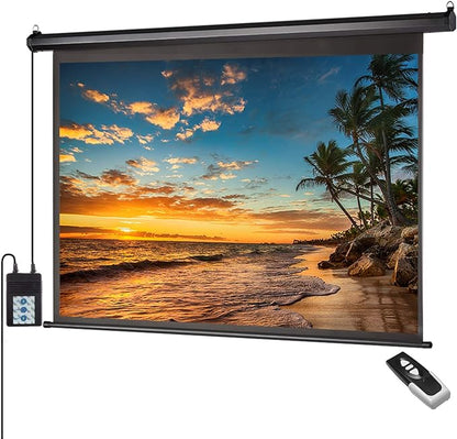 Auto Motorized Projector Screen with Remote Control, 120 inch, 4:3 Aspect Ratio, Wall/Ceiling Mounted Electric Movie Screen Wrinkle-Free, Great for Home Office Theater TV, Black Frame