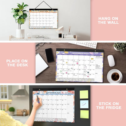 Ospelelf Desk Calendar 2025-2026, Magnetic Fridge Wall Calendar, 18 Month Monthly Large Calendar Planner with Plastic Cover 17" X 12", July 2025 to December 2026 Ditsy Floral