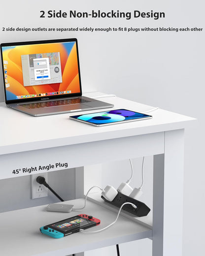 40W Fast Charging Station,Desk Clamp Power Strip 20W USB C,8 Outlets,8 USB Ports,4 USB C and 4 USB A, Office Furniture Nightstand Edge Mount Surge Protector, 14AWG Cord, Fits 1.9" Tabletop Edge