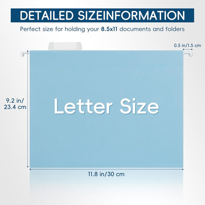 Hanging File Folders, 25 Pack Letter Size File Folders with 1/5-cut Tabs, Office Essentials for Filing Cabinet & Desk Storage