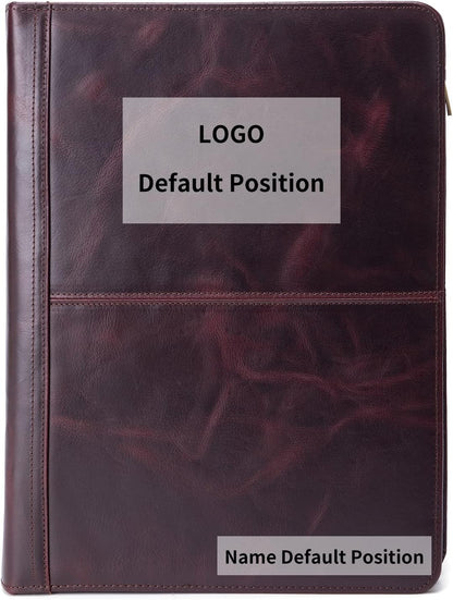 Personalized Genuine Leather Portfolio with 3 Ring Binder, Full Grain Leather Padfolio Zippered, A4 Notebook Holder Customized Professional Folder Organizer Gift for Men and Women, Oil Tanned