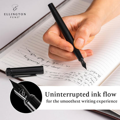 Luxury Fountain Pen Set - Fountain Pens For Writing - Smooth Fine Nib - Includes Refillable Ink Converter, 3 Ink Cartridges, Gift Box - Calligraphy, Journaling, Sketching (The Stealth)