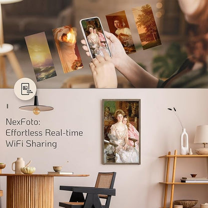 NexFoto 21.5 Inch Large Digital Picture Frame 32GB, WiFi Electronic Photo Frame with Remote Control, Wall-Mountable, Easy to Share Photos/Videos, Gifts for Mom Christmas, Dark Wood