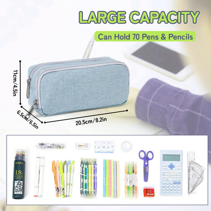 Della Gao Pencil Case Large Capacity Pencil Pouch for Adults (Light Blue)