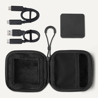 Amazon Basics Portable External SSD, External Solid State Drive 1TB, speeds up to 2000MB/s, USB 3.2 Gen 2, IP65 Water & Dust Resistant, Black