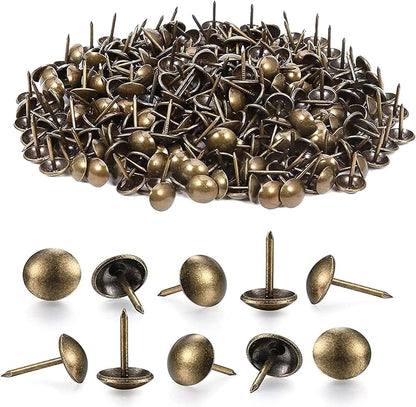 500Pcs Upholstery Tacks, BetterJonny Decorative Furniture Nails Pins 17X11MM Bronze Metal Thumb Tacks for Upholstered Furniture Cork Board, Home Decor