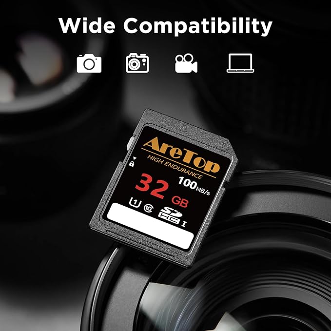 AreTop SD Card 32GB, 5 Pack UHS-I Class 10 SDHC Memory Card, 5 Pack 32GB Full HD Video Secure Digital Cards for Cameras, DSLR, Action Cams and Trail Camera
