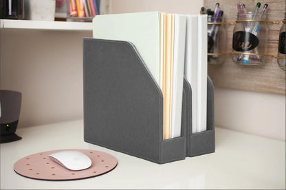 MobileVision Executive Grey Cloth Fabric Vertical File Holders - 2 Piece Combo