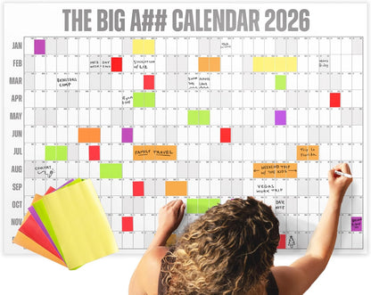 The Big A Calendar Yearly Wall Planner – January to December Dry-Erase Board – Includes 1 Marker & 100 Labels – Lightweight, Easy to Hang Yearly Planner – Plan Goals & Adventures – Gray, 4’x3’