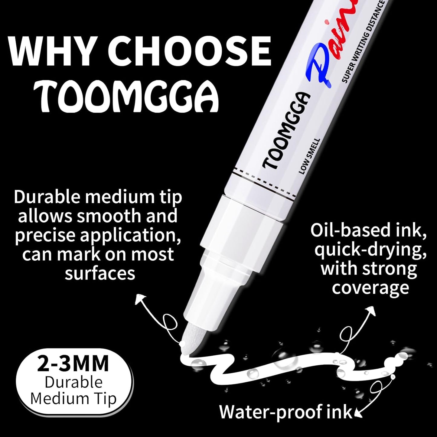 Green Permanent Paint Pens Paint Markers - 12 Pack Oil Based Markers, Quick Drying and Waterproof Marker Pen, Car Tire, Metal, Rock Painting, Wood, Fabric, Plastic, Canvas, Mugs