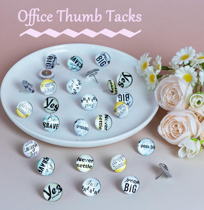 24Pcs Decorative Push Pins,Decorative Thumb Tacks for Bulletin Board, Cork Board Thumbtacks,Photos Wall Maps,Cute Thumbtack for Cubicle Decor,Classroom,Home and Office Decor(Motivational-Yes)