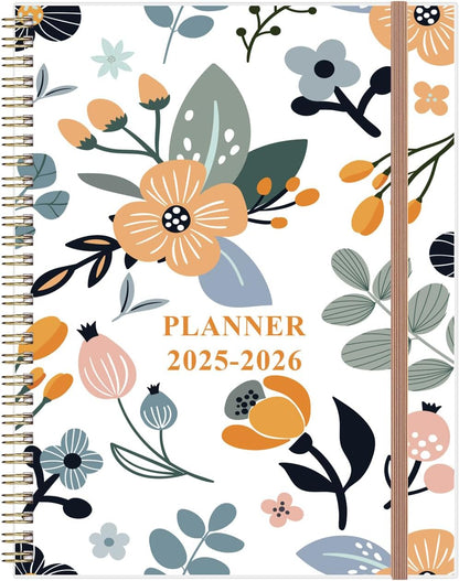 2025-2026 Planner - Academic Planner 2025-2026 from July 2025 to June 2026 with 12 Monthly Tabs, Flexible Cover, Inner Pocket, 8.5" x 11", Rose Flowers