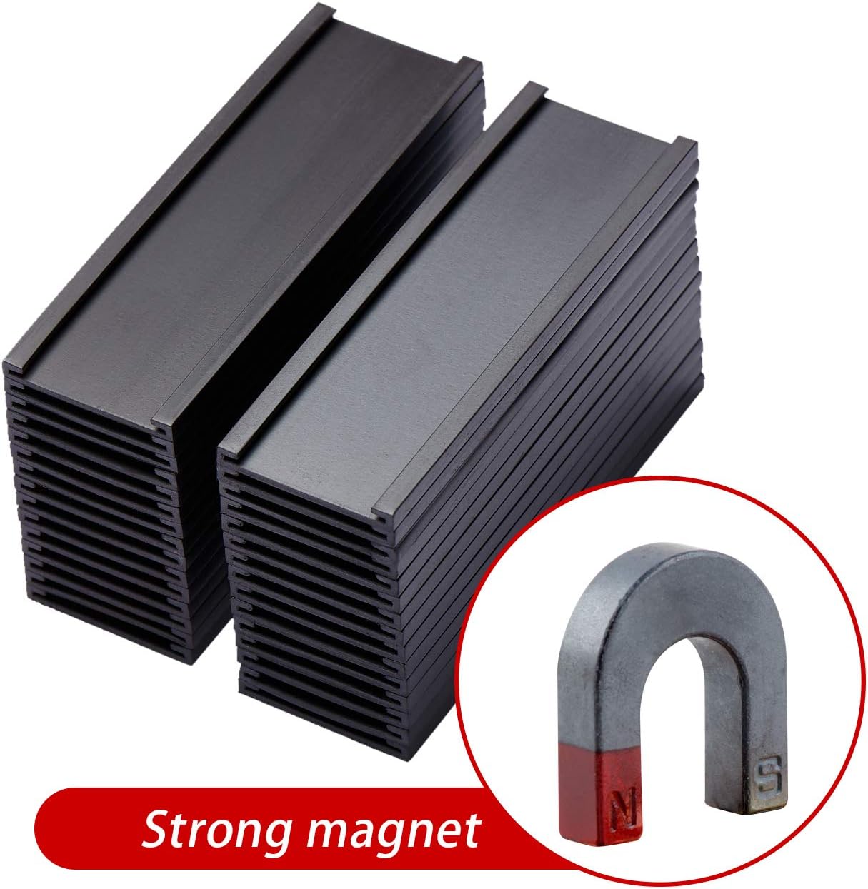 Eeoyu Magnetic Label Holders with Magnets Magnetic Data Card Holders with Clear Plastic Protectors for Metal Shelf, Whiteboard, Set of 30 (1 x 3 Inch)