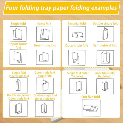 Automatic Paper Folding Machine 110V Commercial Desktop Paper Folder Cross Fold & Stepless Speed Control with Digital Sheet Counter Rubber Feed Roller for Business Letters Manuals Documents