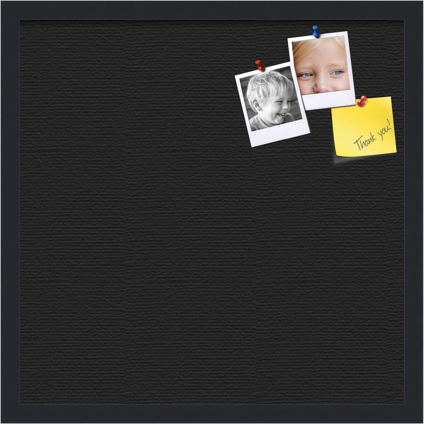 PinPix pin Cork Bulletin Board Made from Canvas, Classic Black Pattern 20 x 20 Inches (Completed Size) and Framed in Satin Black (PinPix-622)