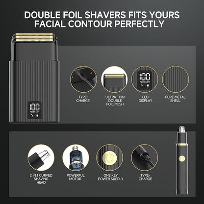 GTS Hair Clippers for Men Professional, Beard Trimmer Kits & Sets, Cordless Mens Hair Trimmer, Electric Shavers, Haircutting Machine with LED Display, for Barber 4 in 1