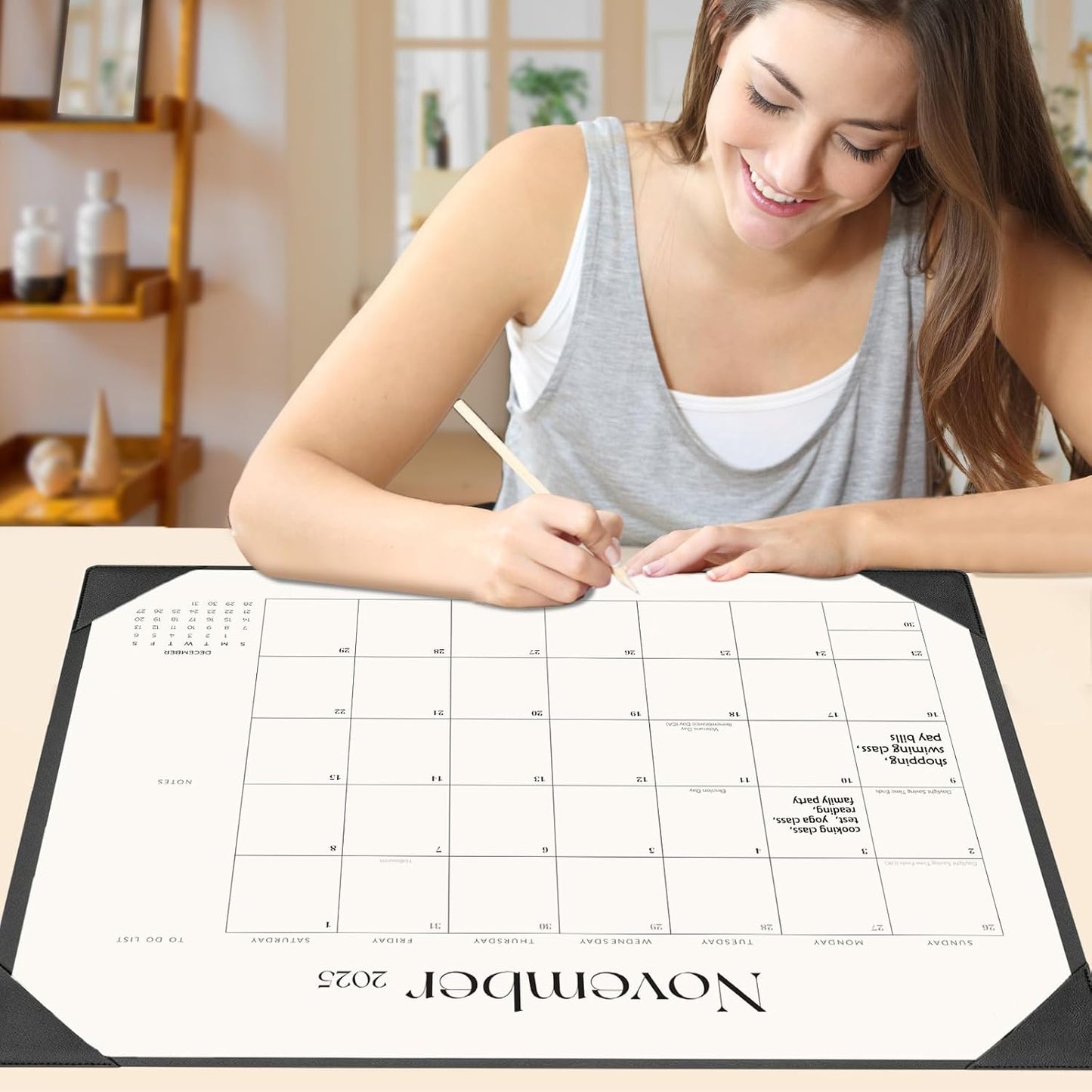 Desk Calendar 2025-2026 with Desk Mat – 22" x 17" Large Desk Pad Calendar Runs From July 2025 to December 2026, Office Supplies Desktop Monthly Calendar for Home, Office