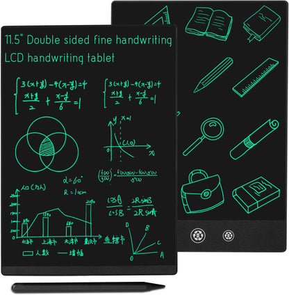 LCD Writing Tablet, 11.5in Double Display Erasable Reusable Electronic Drawing Pads, Electronic scratchpad for Kids and Adults Black