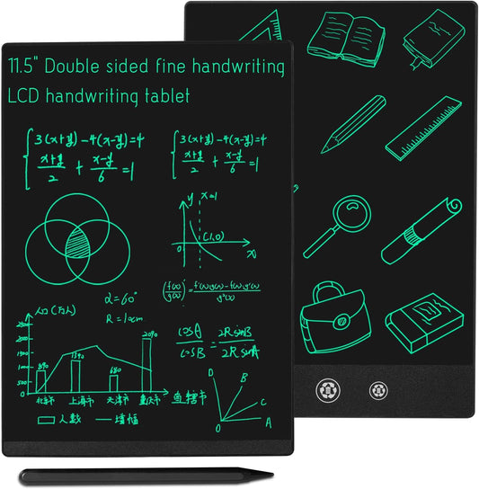 LCD Writing Tablet, 11.5in Double Display Erasable Reusable Electronic Drawing Pads, Electronic scratchpad for Kids and Adults Black