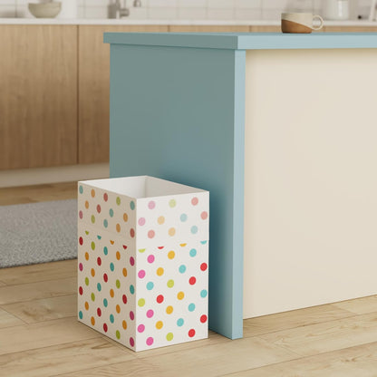 | 13 Gallon Disposable Trash Cans (3-Pack) with Fitted Trash Bags - Reusable Garbage and Recycling Bins for Parties, Events, and More (Polka Dot - 17" Height x 13.5" Width x 10" Depth)