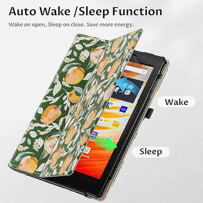 VORI Case for All-New Amazon Kindle Fire HD 10 Tablet (13th/11th Generation 2023/2021 Release) and Fire HD 10 Plus - Slim Folding Stand Folio Cover with Auto Wake/Sleep & Hand Strap, Orchard Whimsy