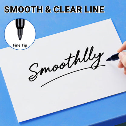 Black Permanent Markers 108 Pack, Black Markers Bulk, Fine Tip, Quick-Drying, Waterproof, Durable for Wood, Plastic, Metal, Glass, Paper - Office Supplies, School, Classroom, Home Organization