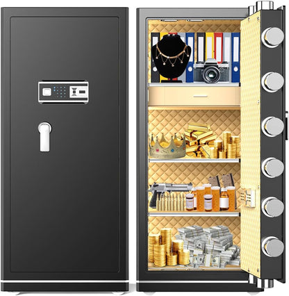MLJ Extra Large Safe Wifi Smart Safe 17.5 Cu.ft Big Home Safety Box,Heavy Duty Digital Security safe with Built-In Drawer and Removable Shelves,for Home,Hotel,Office,Garage