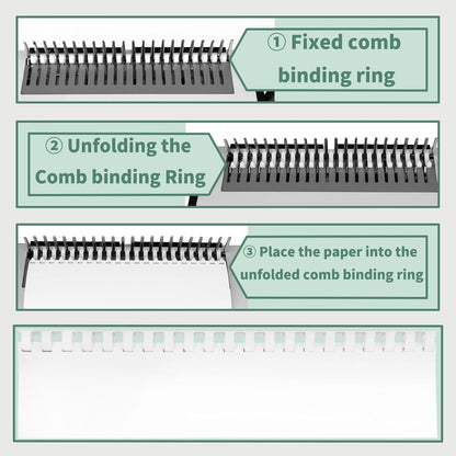 Plastic Binding Combs, Mixed Size, 21rings, 1/4in, 5/16in, 3/8in, 1/2in, Binding Capacity 20-90 Sheets, Max. Binding A4 Size Paper, White, Pack of 100