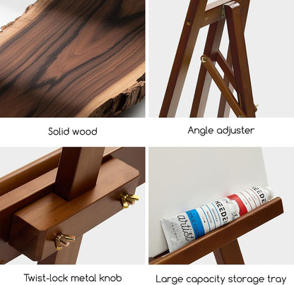 MEEDEN Wooden Easel Display Stand: Adjustable Art Easels for Sign, A Frame Painting Easel for Canvas up to 60", Ideal for Artist Adults Drawing Picture Poster - Walnut