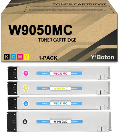 High Yield W9050MC Toner Cartridge Compatible W9050MC W9051MC W9052MC W9053MC Toner use for MFP E87640 E87650 E87660 Printer (4-Pack Black Cyan Magenta Yellow)