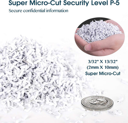 WOLVERINE 15-Sheet Super Micro Cut High Security Level P-5 Heavy Duty Paper/CD/Card Shredder for Home Office, Ultra Quiet by Manganese-Steel Cutter and 8 Gallons Pullout Waste Bin SD9520 (White ETL)