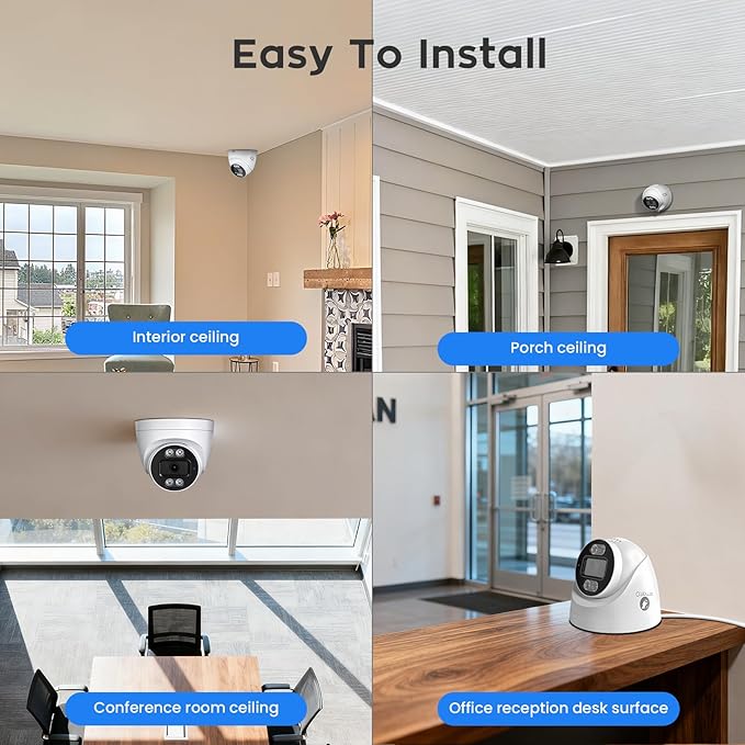 xmartO 16CH 12 Pcs Home Security Camera Kit, 6 * 2K HD Dome Camera and 6 * 2K 3MP Super HD WiFi Home Security Camera, 2-Way Audio, Night Vision, 24/7 Surveillance Camera, No Monthly Fee