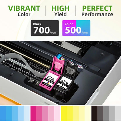 Hp Ink 67 & 67XL HP Printer Ink - Black Color Combo Pack for Hp 67 Ink Cartridges, HP 67XL Ink, DeskJet 2855e 2755e 2700 2700e 2800e 4155e 4255e 2827e 4100e 4227e, Envy 6055e 6000 6400 6455e Printer